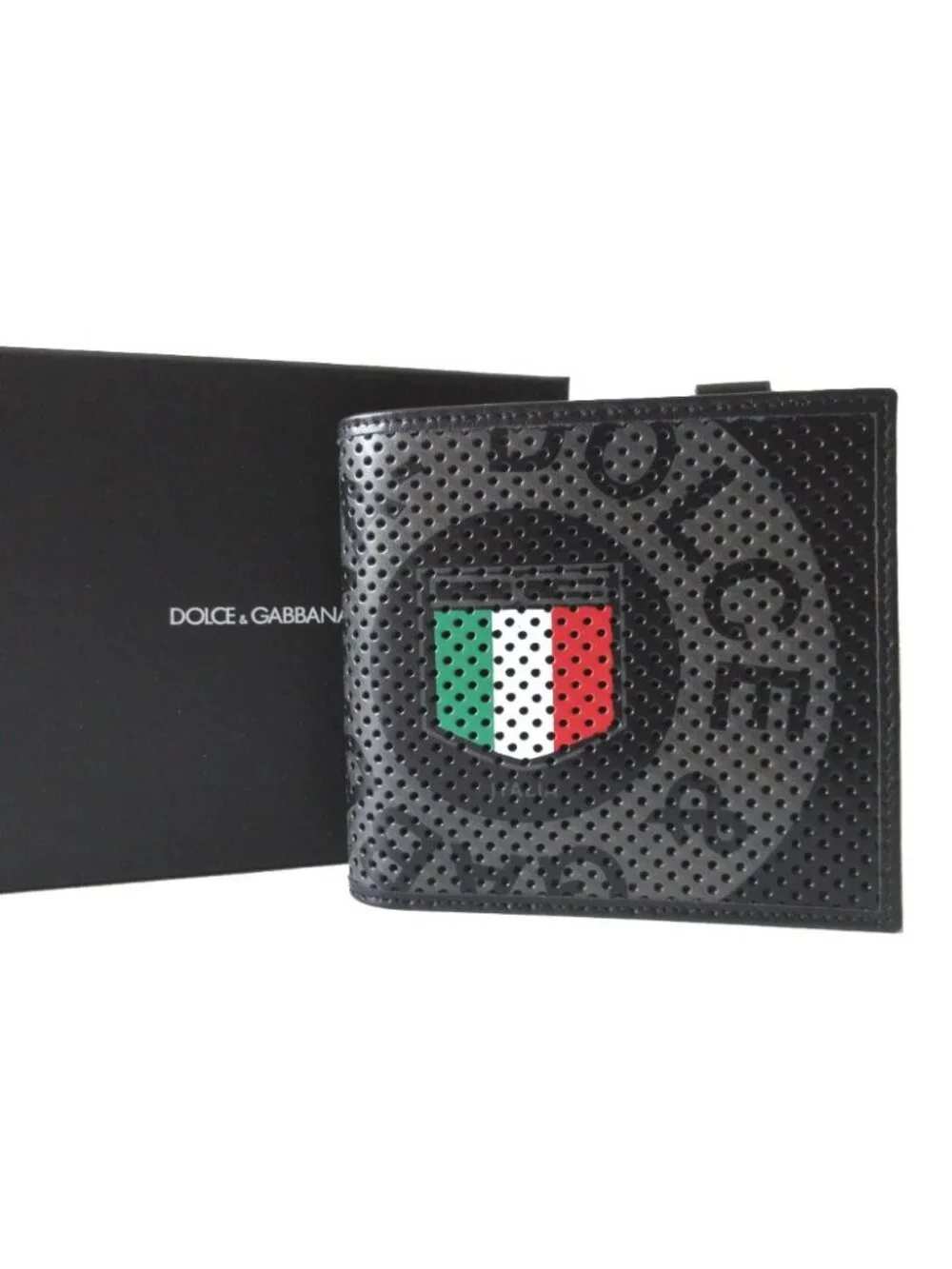 Dolce & Gabbana Perforated Leather Black Bifold Wallet &